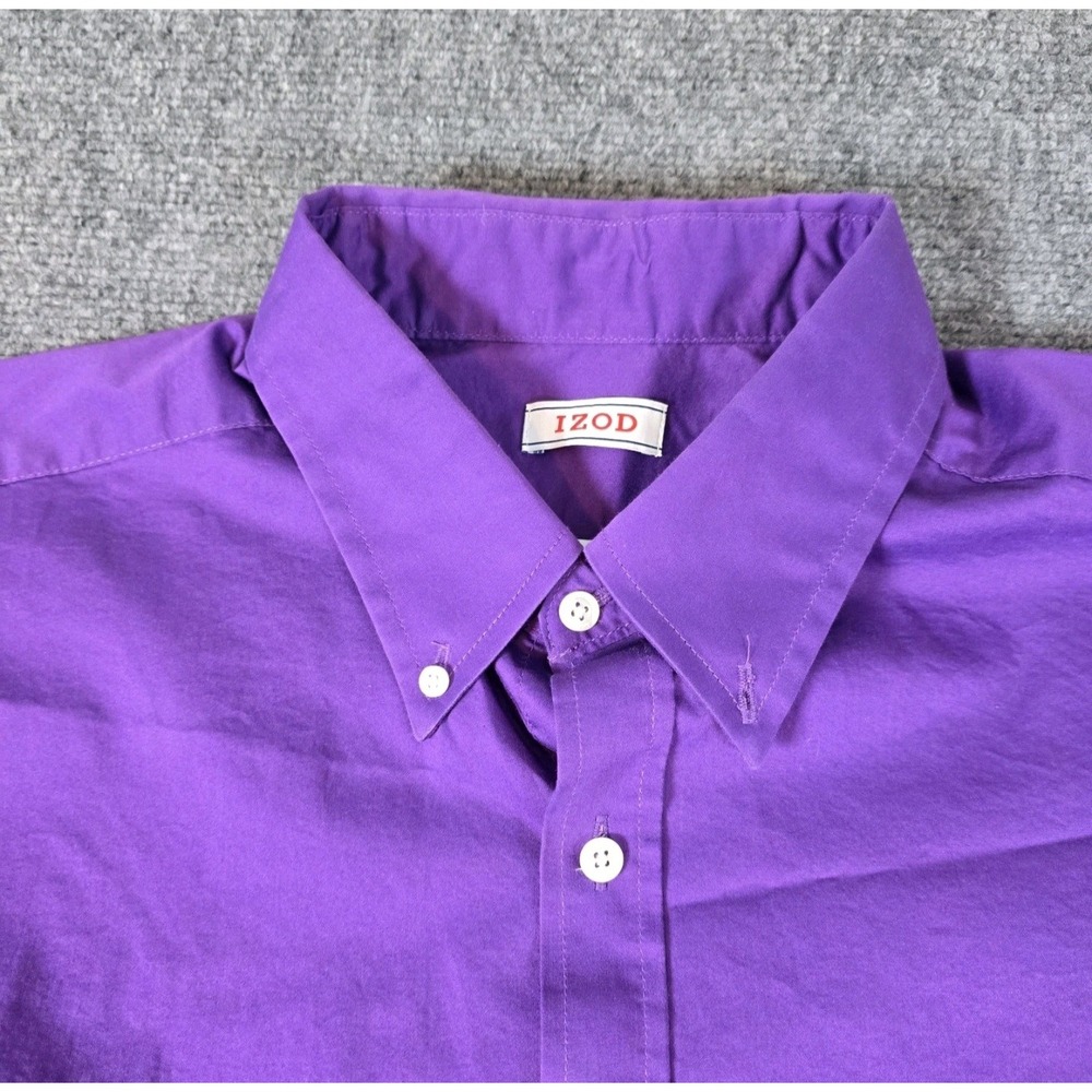 IZOD Purple Button Down Dress Shirt Mens, Collared Casual Top 34/35‎